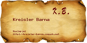 Kreisler Barna névjegykártya